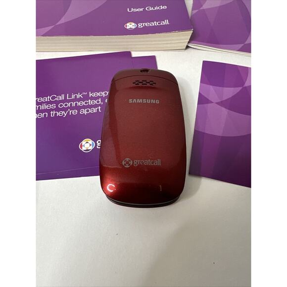 Samsung Jitterbug Greatcall-SCH-R220 RED Cell Flip Phone Included Manuel & Cords - Picture 6 of 11